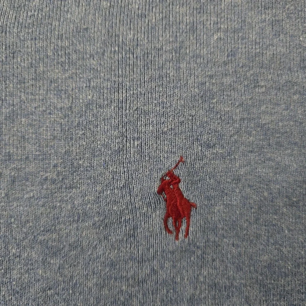 Polo Ralph Lauren Mens Blue Pima Cotton V-Neck Sweater Red Pony Logo Size M